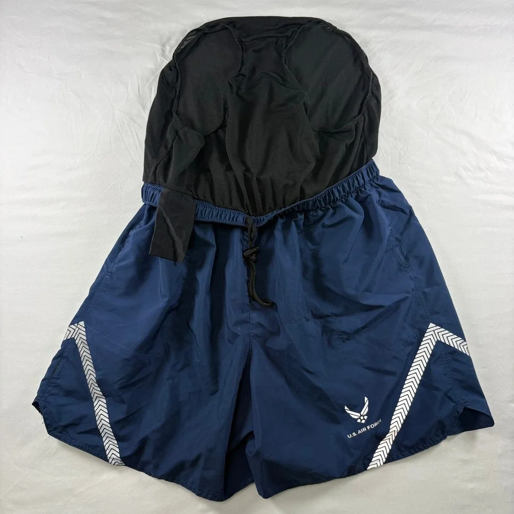 US Air Force PT Shorts Mens Medium Navy Blue Reflective Military‎ Athletic Gym